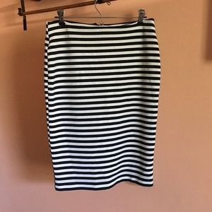 Attention black and white stripe pencil skirt